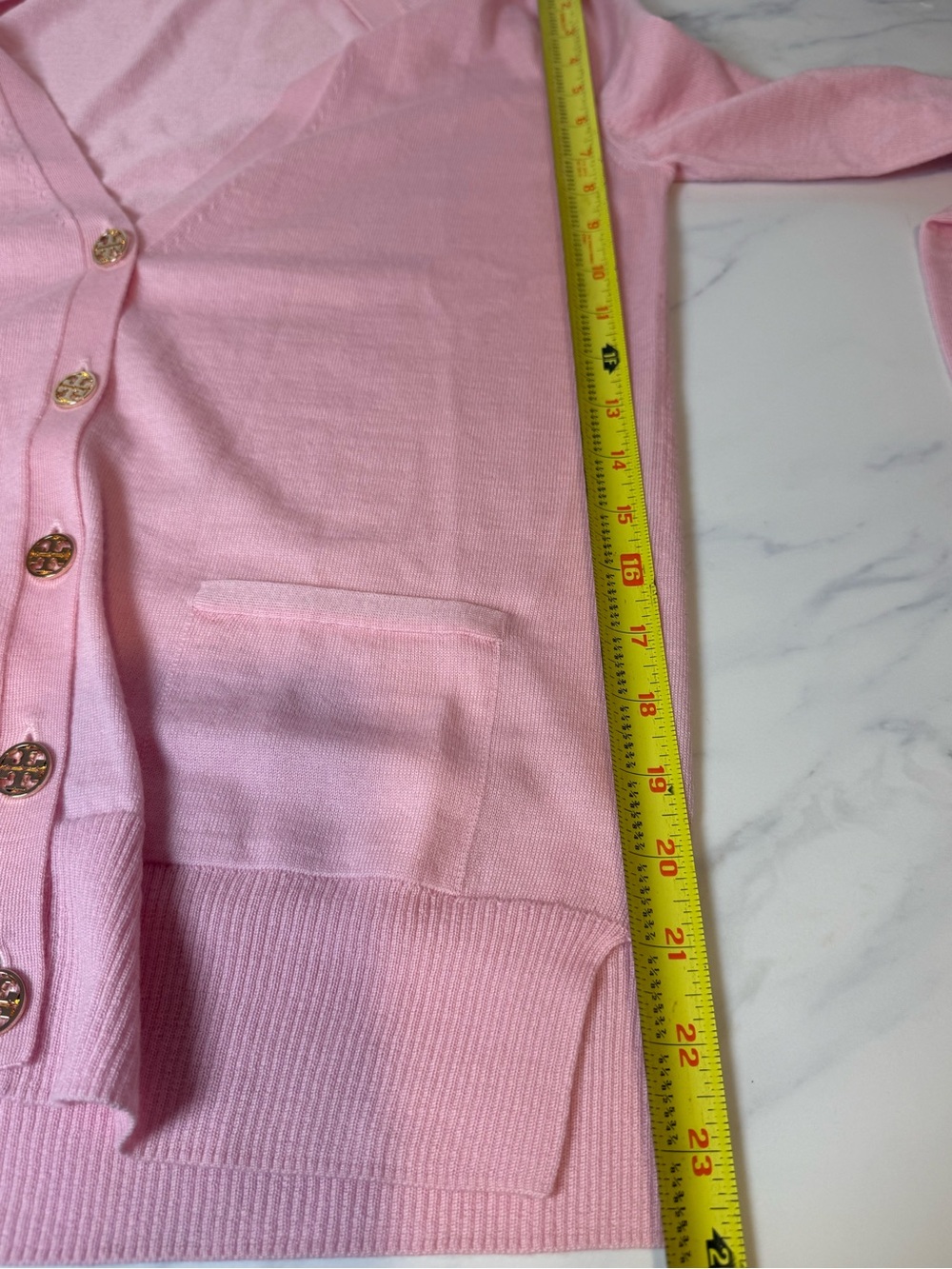 Tory Burch baby pink gold button cardigan - Picture 9 of 9
